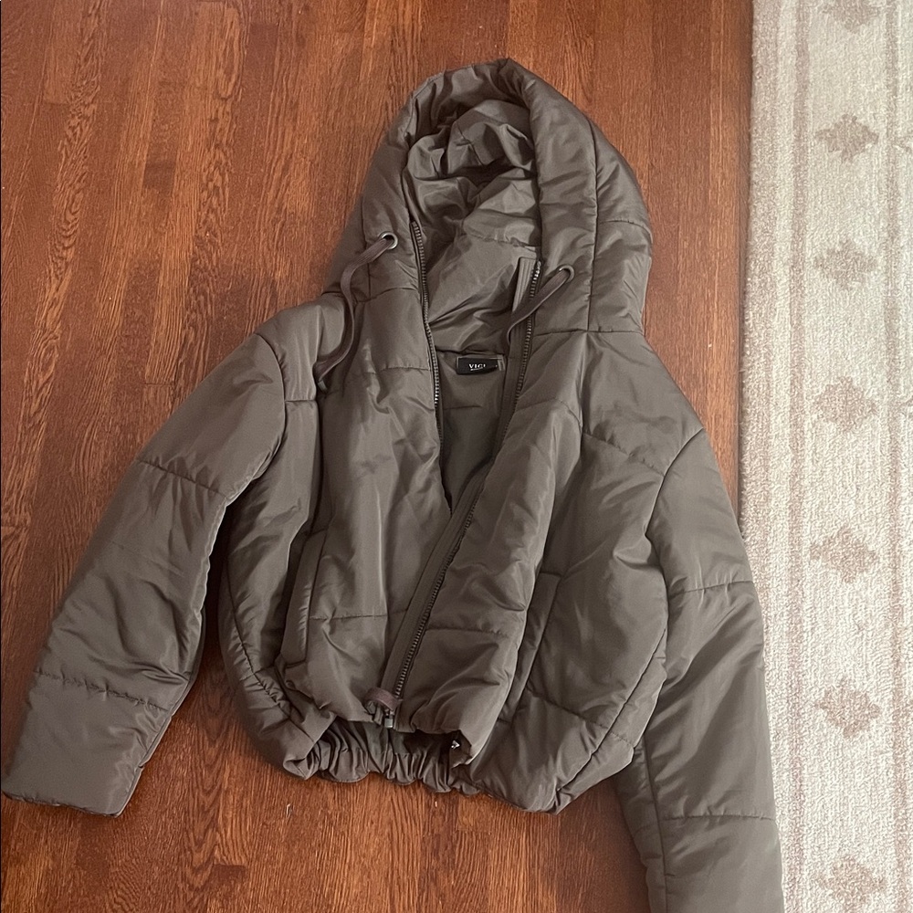 Vici Olive Green Puffer Jacket with Hood